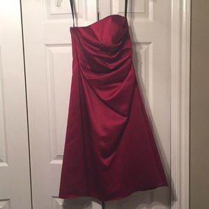 Alfred Angelo strapless bridesmaid gown.